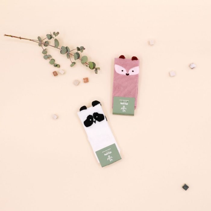 Attisocks Calcetines forma pie Fox & Panda (2 pares) - calcetines antideslizantes - Imagen 8