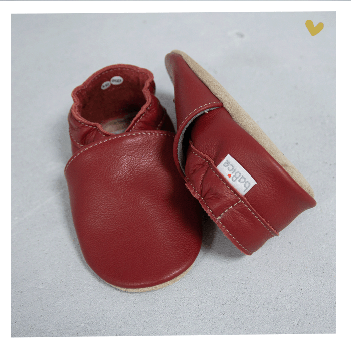 Zapato baBice barefoot de piel con suela blanda Granate - Imagen 2