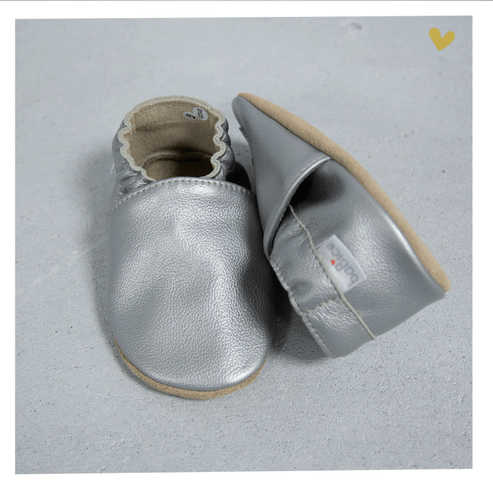 Zapato baBice barefoot de piel con suela blanda Plata - Imagen 2