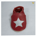 Zapato baBice barefoot de piel con suela blanda Granate con estrella - Imagen 4