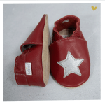 Zapato baBice barefoot de piel con suela blanda Granate con estrella - Imagen 3