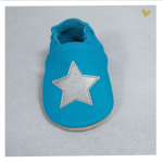 Zapato baBice barefoot de piel con suela blanda Azul con estrella - Imagen 4
