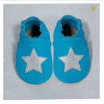 Zapato baBice barefoot de piel con suela blanda Azul con estrella