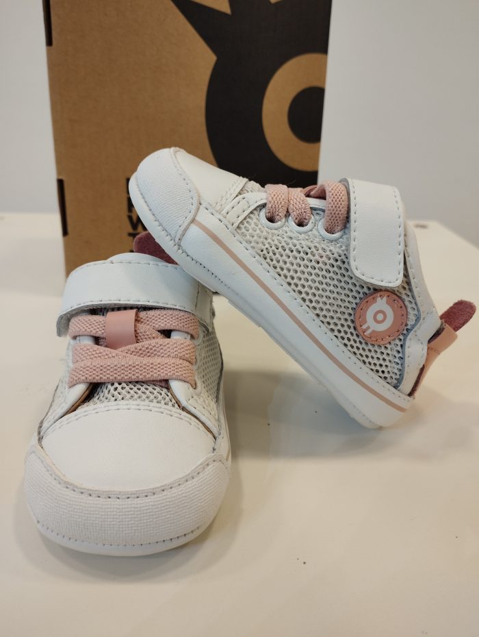 Deportiva respetuosa de primeros pasos Old Soles 0083RT Baby Mesh Blanca y rosa - Imagen 2