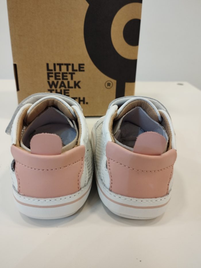 Deportiva respetuosa de primeros pasos Old Soles 0083RT Baby Mesh Blanca y rosa - Imagen 3