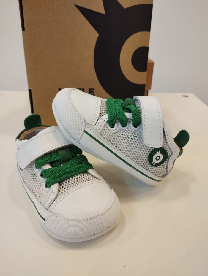 Deportiva respetuosa de primeros pasos Old Soles 0083RT Baby Mesh Blanca y verde - Imagen 2