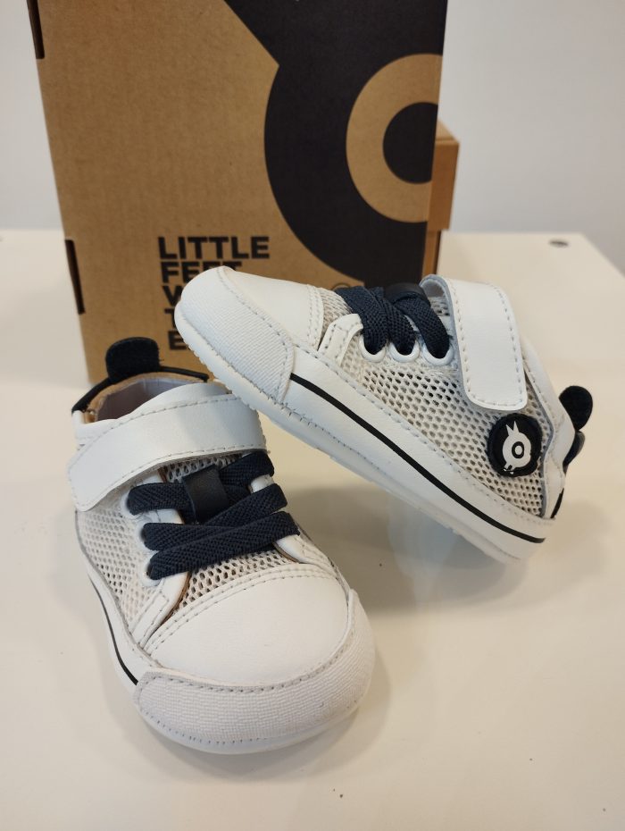 Deportiva respetuosa de primeros pasos Old Soles 0083RT Baby Mesh Blanca y azul - Imagen 2
