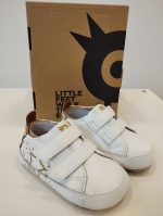 Deportiva respetuosa de primeros pasos Old Soles 0082RT Baby Splash Blanca y dorada