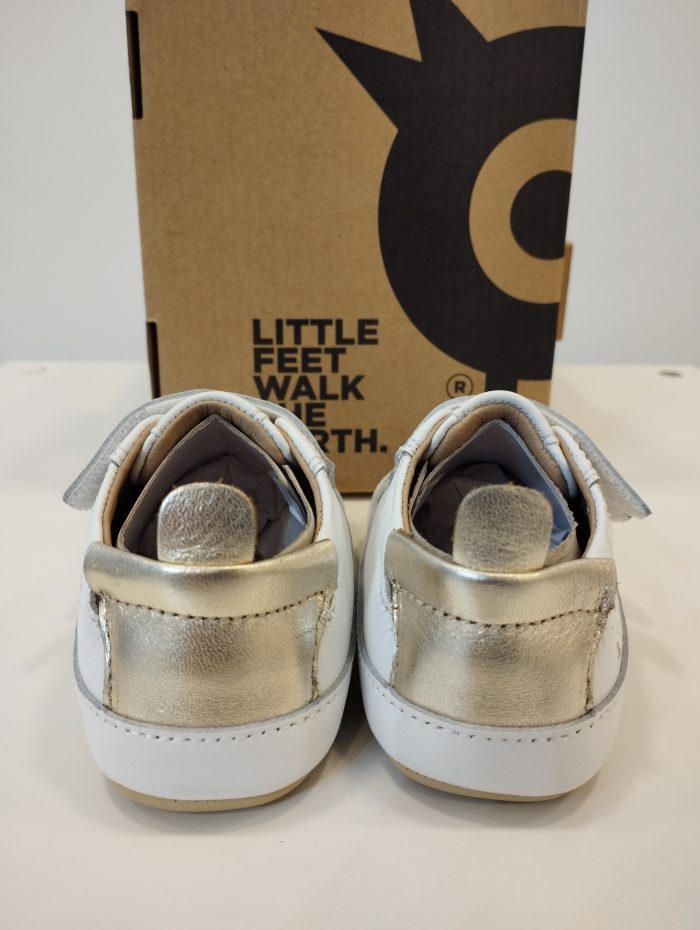 Deportiva respetuosa de primeros pasos Old Soles 0082RT Baby Splash Blanca y dorada - Imagen 2