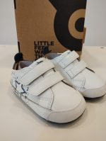 Deportiva respetuosa de primeros pasos Old Soles 0082RT Baby Splash Blanca y azul