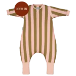 PIJAMA MANTA CON MANGAS Y CALCETINES ANTIDESLIZANTES-TOG 2.5-KHAKI&ROSE STRIPES
