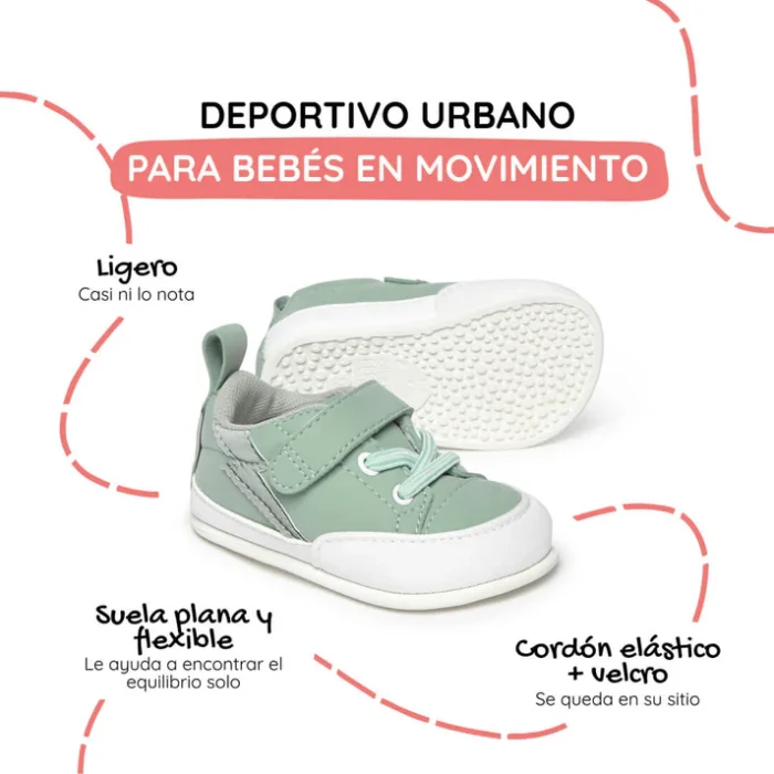 Deportiva Zapato Feroz Paterna Mint-Gris Rayo Microfibra - Imagen 3
