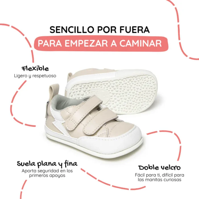 Deportiva Zapato Feroz Moraira Rayo Beige Microfibra - Imagen 2