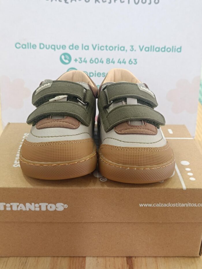 Deportivo barefoot piel lavableTitanitos L600 Calpe Kaki - Imagen 2