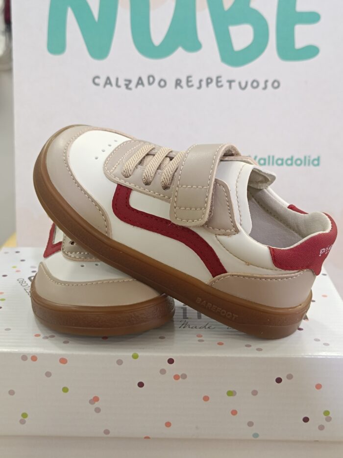 Zapatillas Deportivas Barefoot Veganas Micro Crudo/Granate 5014-1 - Imagen 3